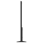 A slim black monitor stand with a vertical design and a stable base.