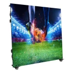 Soccer player in motion kicking a ball with an explosion effect in a stadium setting.