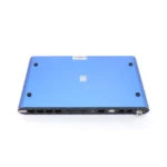 Back view of a blue electronic device featuring various input and output ports.