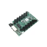 Green electronic circuit board featuring multiple connectors and a network port.
