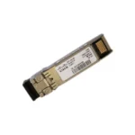Cisco SFP-10G-SR transceiver module with a metal casing and label on one side.