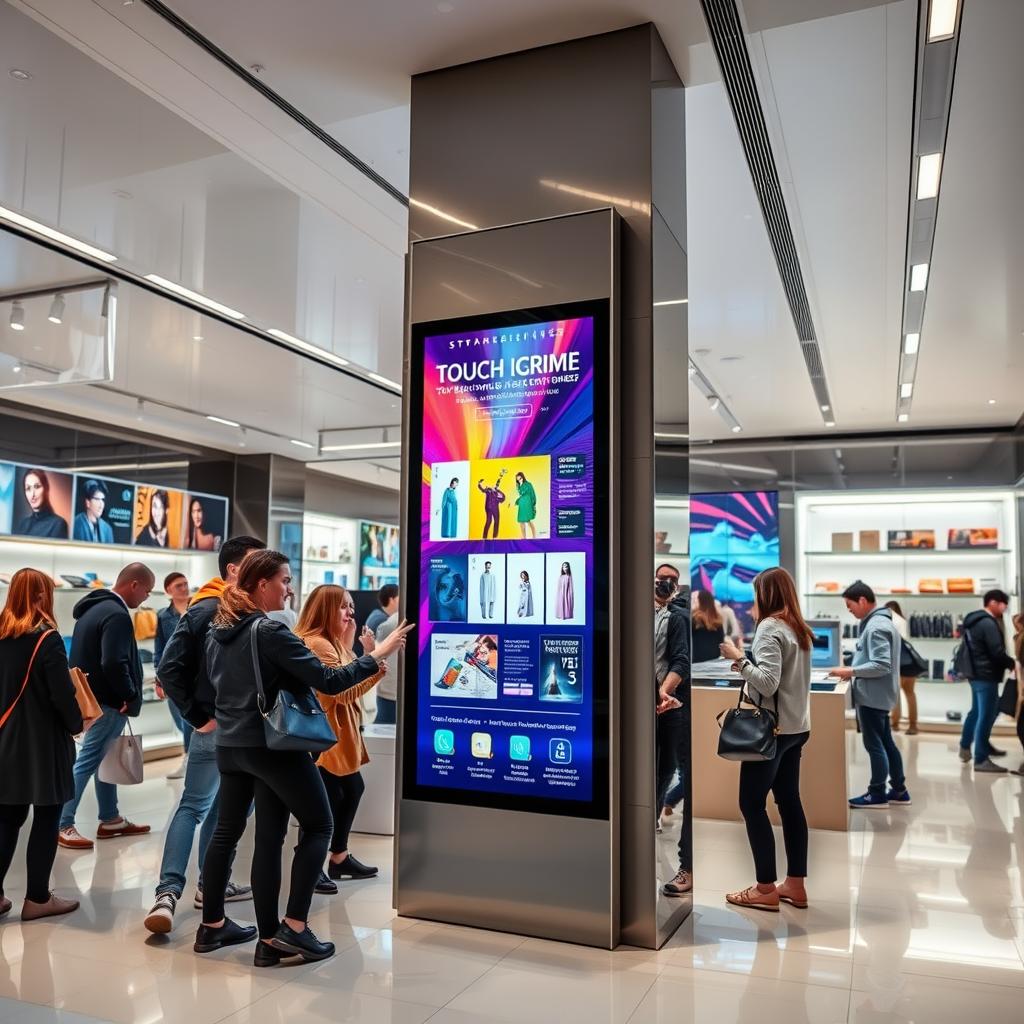 touch screen advertising display in retail